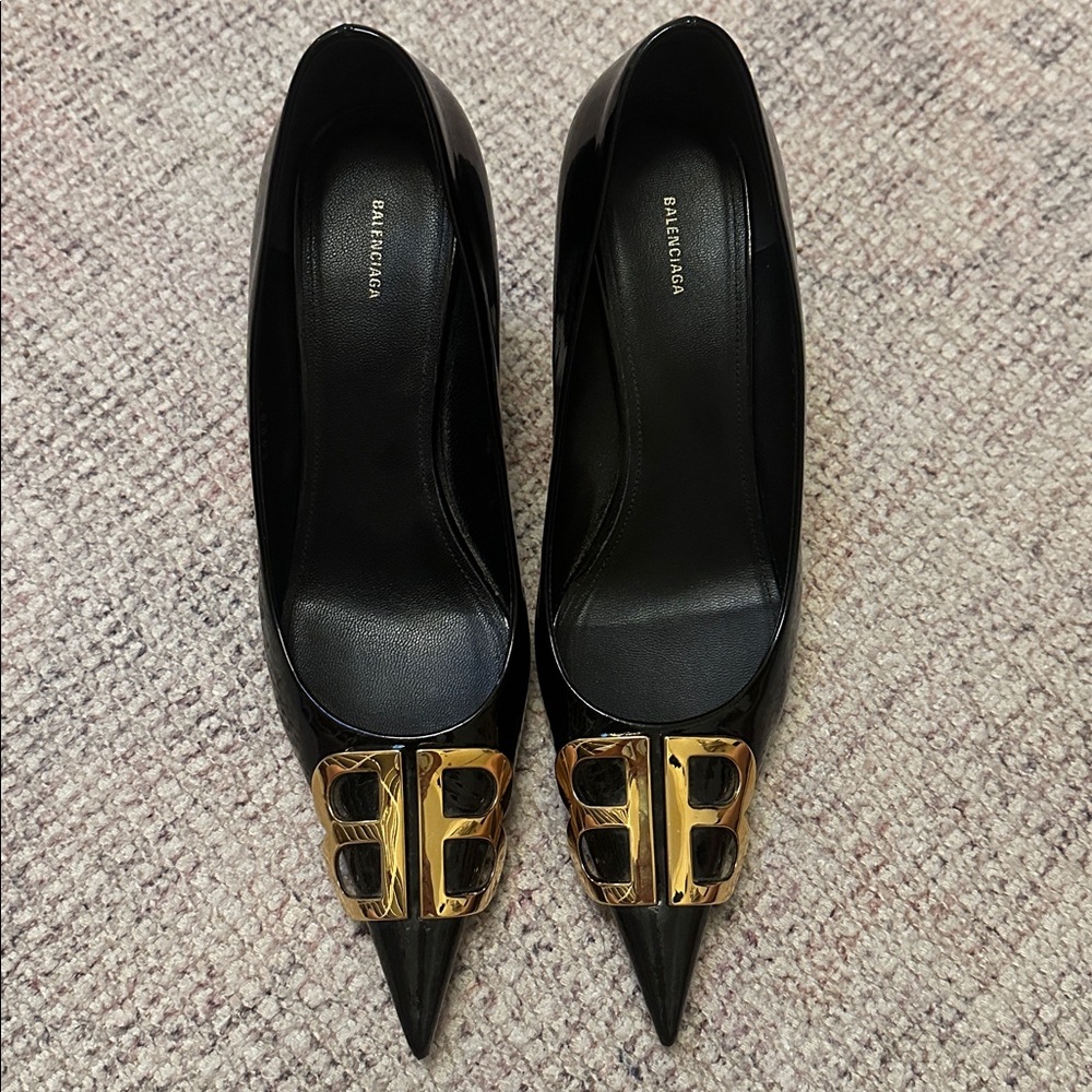 Balenciaga Black Heels with Gold BB logo - Picture 7 of 8